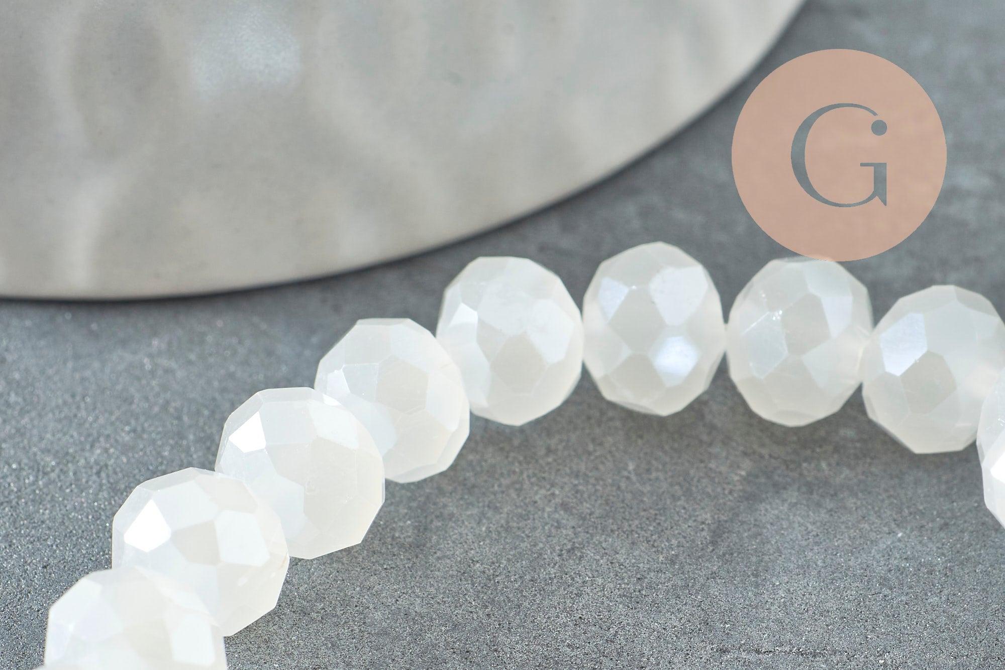 Perles abacus cristal blanc irisé 8x6mm, x1 fil de 49cm (G3386)