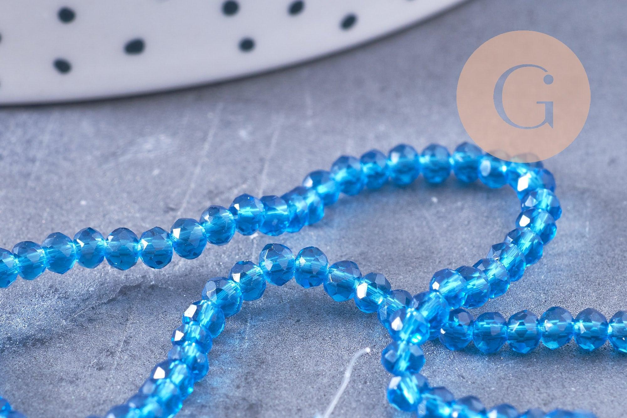 Perles abacus cristal turquoise 2.9mm, x1 fil de 35cm (G10948)