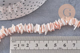 Perles chips coquillage naturel, chips rose clair 10mm, x1 fil de 42 cm (G3849)