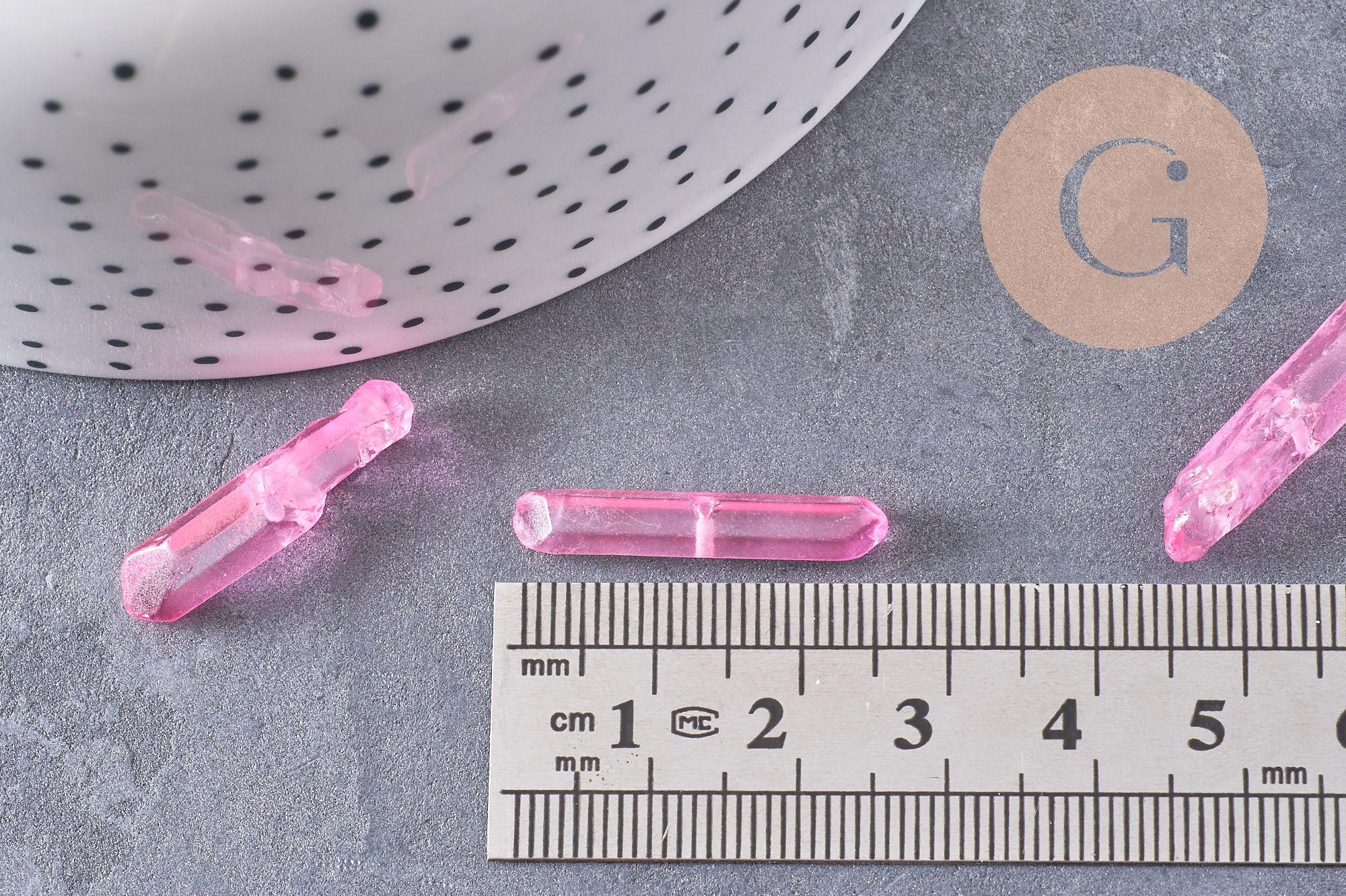 Perles cristal de roche rose, pierre brute, perle pierres, pierre naturelle, 14-30mm x10 (G3857)