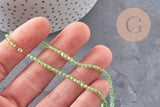 Perles cristal toupies à facette vert transparent 3-3.3mm, x1 fil de 38cm (G11111)
