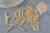 Perles de rocaille tubes doré métallique 20x2.5mm, fabrication de bijoux bijoux fantaisie, x 10gr G8989