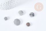 Perles disque jaspe naturel gris marbré 11-22mm, x5 perles (G8646)