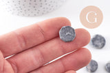 Perles disque jaspe naturel gris marbré 11-26mm, x5 (G10147)