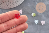 Perles fleur de rose verre tchèque multicolore 11mm, x10 (G11041)