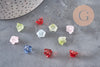Perles fleur de rose verre tchèque multicolore 11mm, x10 (G11041)