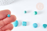 Perles howlite turquoise naturelle carrée goutte ronde disque, x5 (G1769)