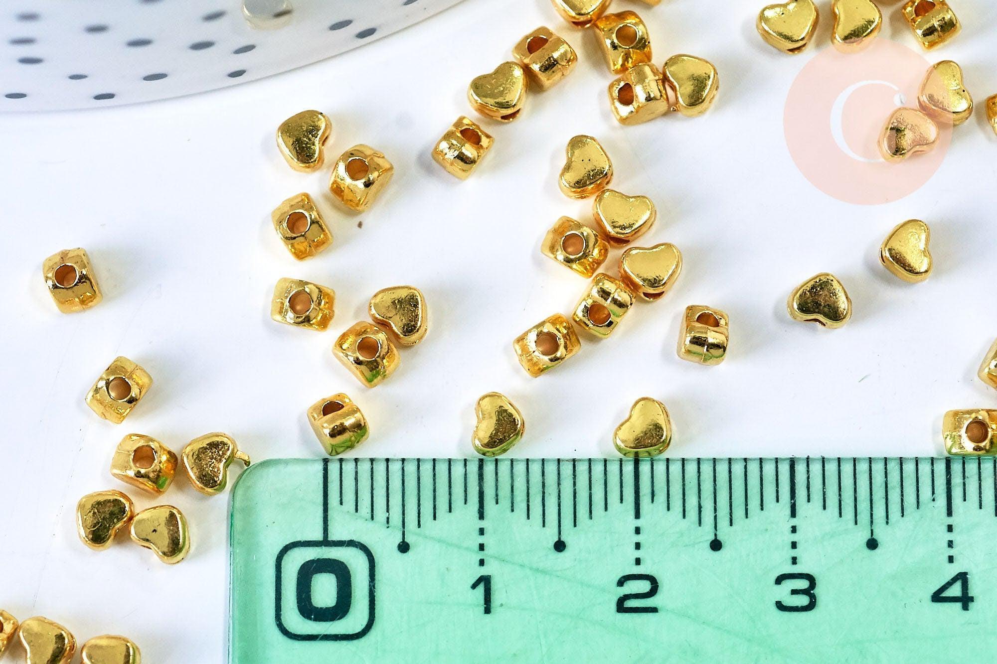 Perles intercalaires facettées doré cœur 3.5mm, perles doreés, x50 (G5577)
