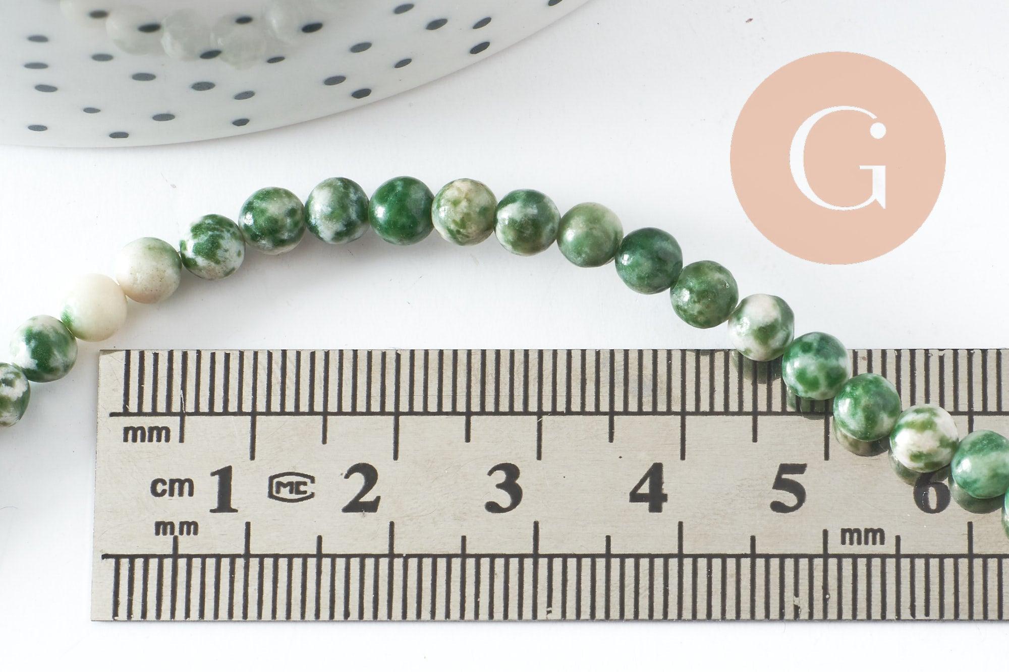 Perles jaspe vert naturel, jaspe bleuté, pierre naturelle, jaspe naturel, 4mm, fil de 38cm, x1 (G4071)