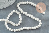 Perles lave de synthèse blanche 6mm, x1 fil de 38cm (G1289)