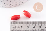 Perles ovales porcelaine rouge,perles céramique, porcelaine émaillée, 1.6cm, x5 (G5380)