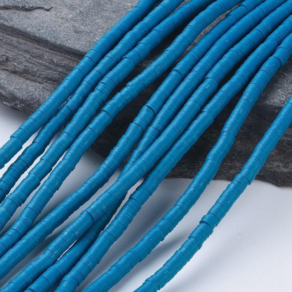 Perles polymère bleu bleu canard heishi, Perles plastique, perle heishi disque, 4mm,le fil de 320 perles, x1 G5434