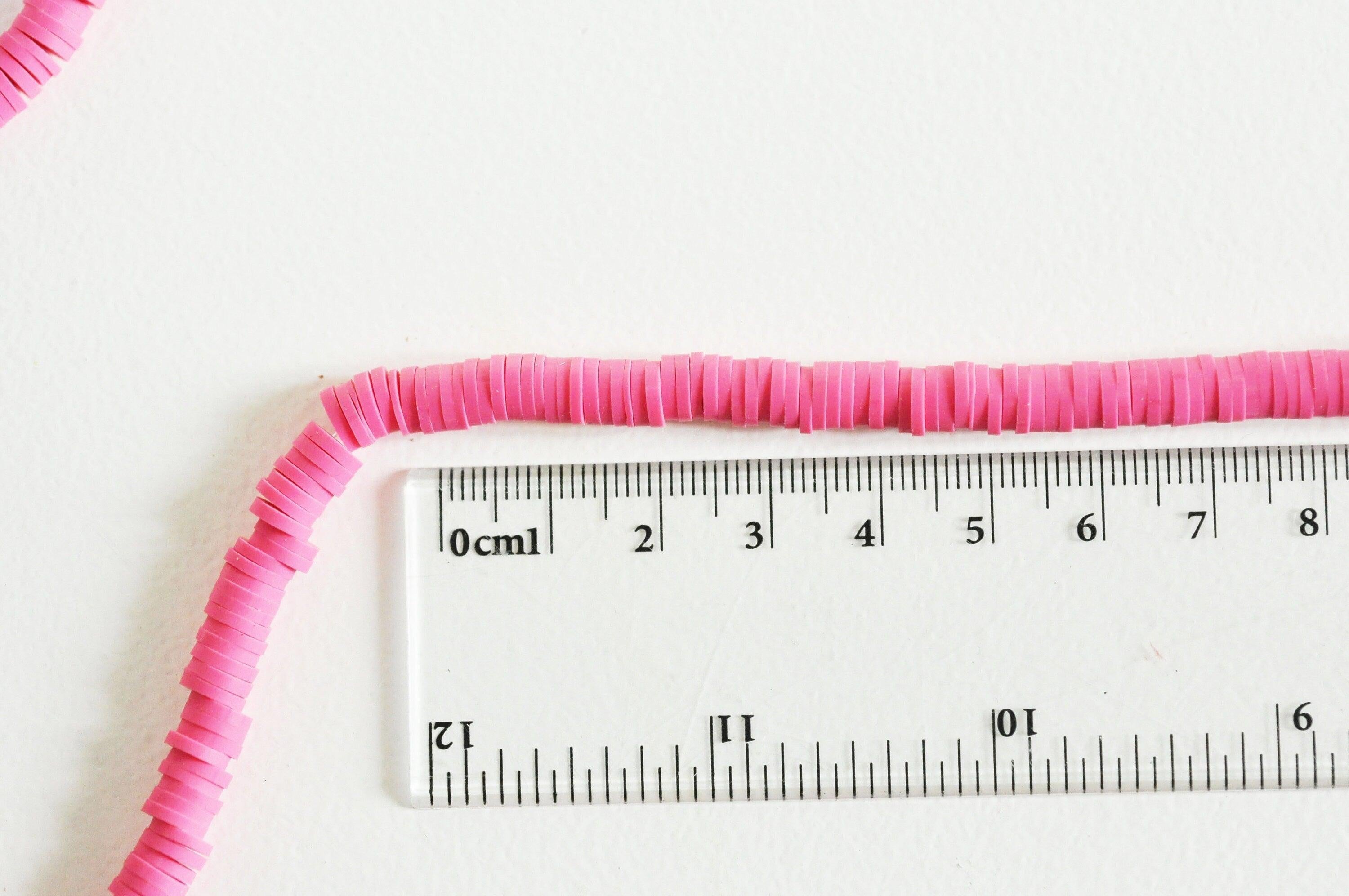 Perles polymère rose heishi 6mm, x1 fil de 320 perles (G0711)