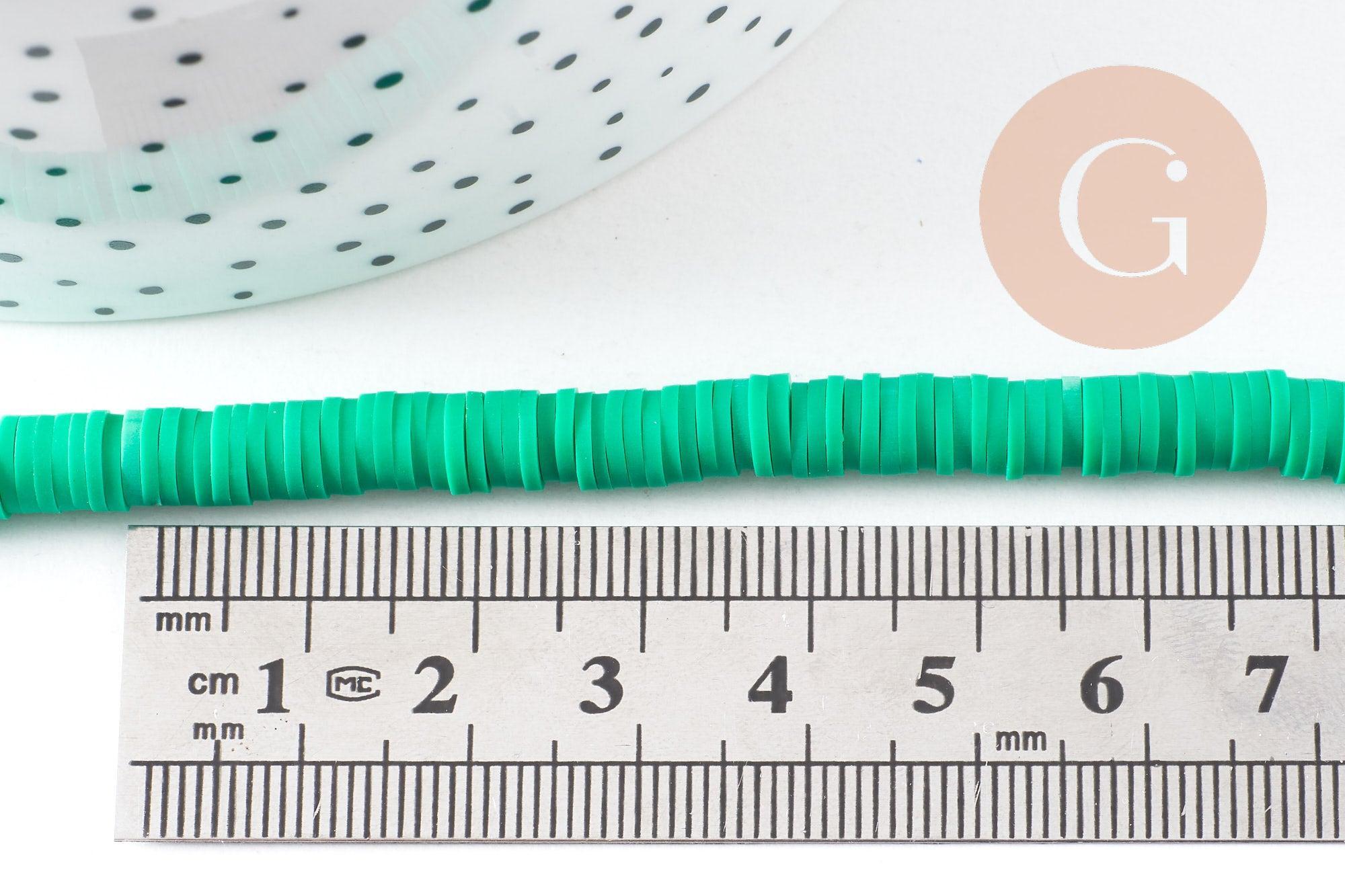 Perles polymère vert clair heishi 6mm, fil de 38-40cm, x1 (G5068)