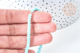 Perles porcelaine abacus bleu turquoise 4x3mm, fil de 38cm, x1 (G7812)
