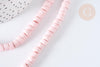 Perles porcelaine heishi rose clair 6mm, bijoux céramique, fil de 48cm, x1 (G7536)
