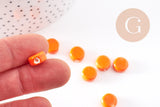 Perles porcelaine orange, perle céramique,perle disque, céramique orange,10mm, x10 (G4729)