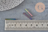 Perles rocaille Tube Verre Noir irisé, Fournitures créative, verre noir métallisé, long tube,20mm x 2mm, x 5gr G0690