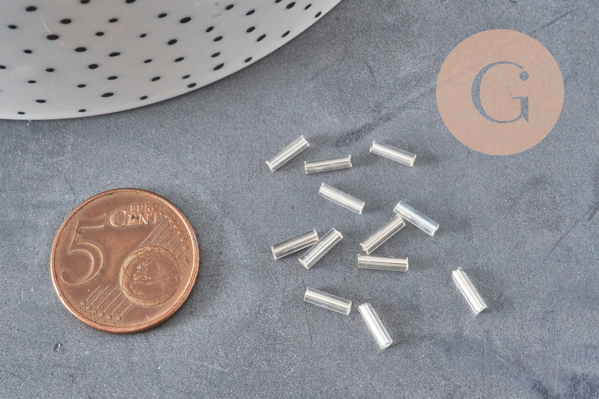 Perles rocaille Tube argentée 6mm x 2mm, x5gr (G6440)-Perles-Gingerlily Perles
