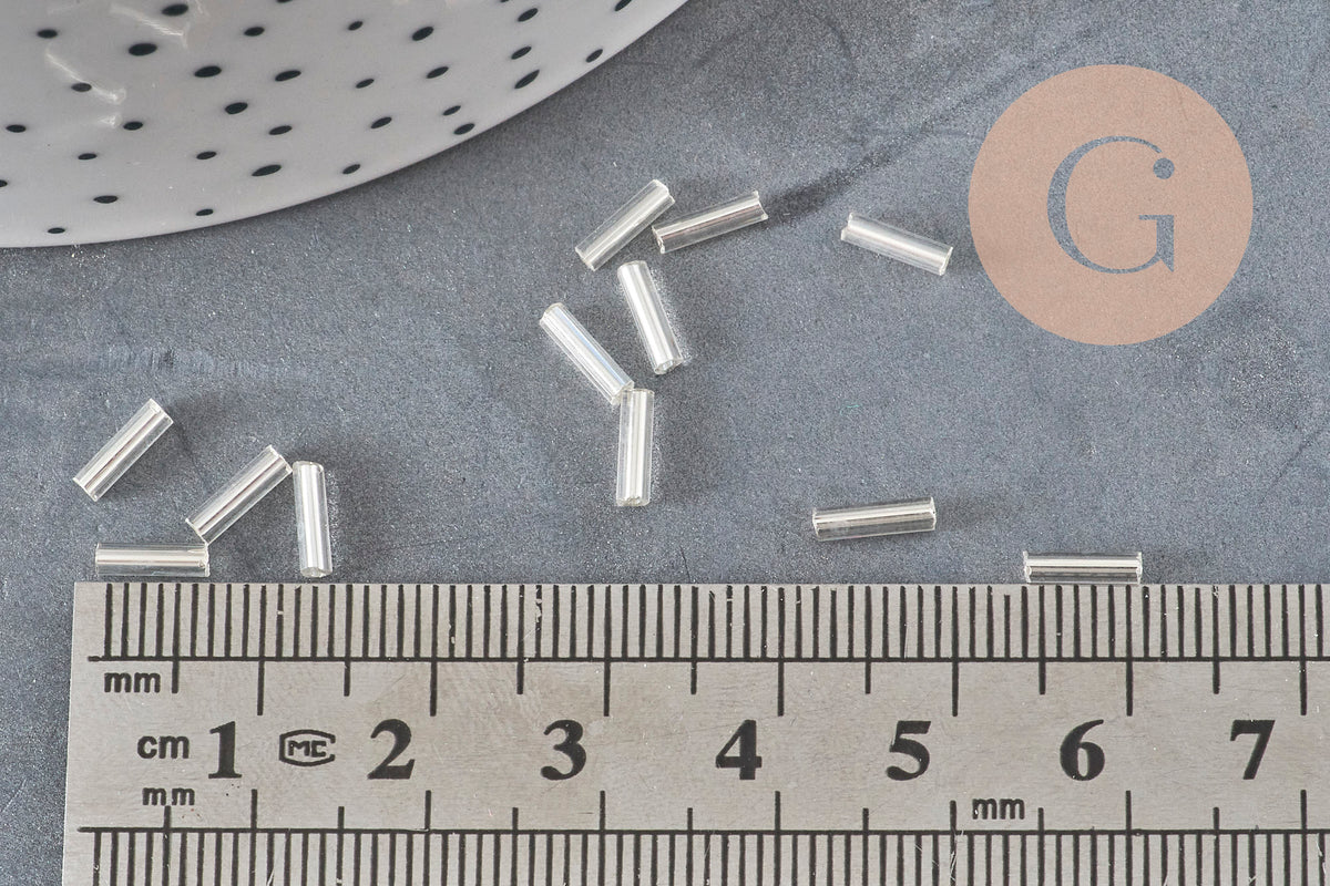 Perles rocaille Tube argentée 6mm x 2mm, x5gr (G6440)-Perles-Gingerlily Perles