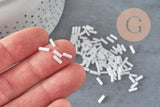 Perles rocaille Tube blanc 6mm, perles blanches, perles rocaille blanche,6mm x 2mm, x 5gr G0285