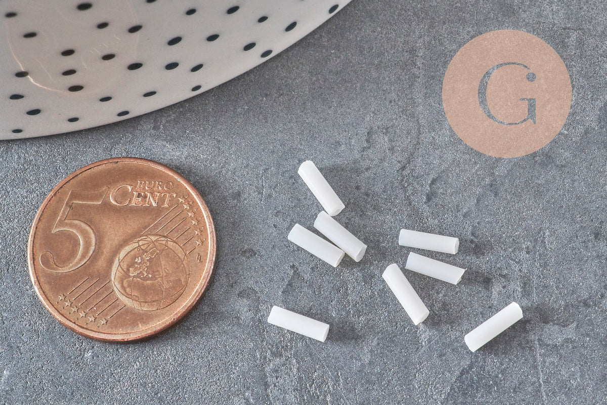 Perles rocaille Tube blanc 6mm, perles blanches, perles rocaille blanche,6mm x 2mm, x 5gr G0285