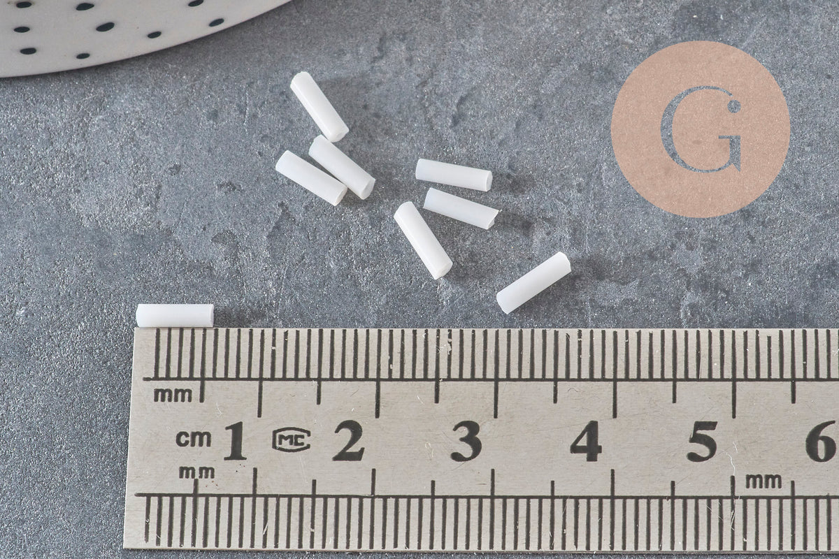 Perles rocaille Tube blanc 6mm, perles blanches, perles rocaille blanche,6mm x 2mm, x 5gr G0285
