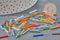 Perles rocaille Tube multicolore 15x2mm, ,perle verre mullicolore métallisé,perle long tube, x 10gr G0663