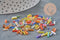Perles rocaille Tube multicolore,perles rocaille multicolores, perles métallisées multicolores,6mm x 2mm, x 5 gr G7159