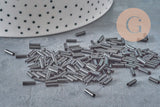 Perles rocaille Tube noires 6x2mm, Fournitures créative, perles rocaille, perle verre noir, x 10gr G2461