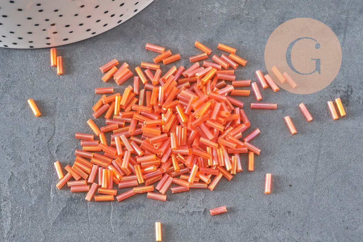 Perles rocaille Tube orange 6mm, x10gr (G2692)