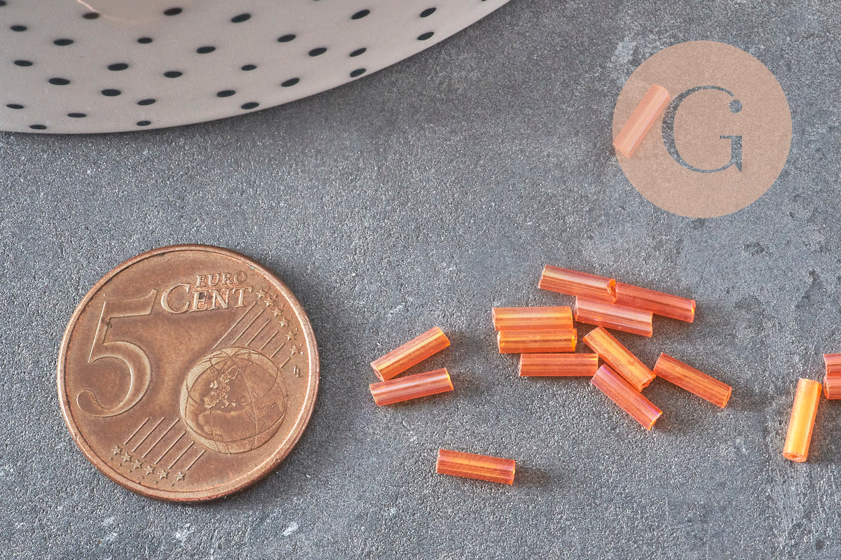 Perles rocaille Tube orange 6mm, x10gr (G2692)