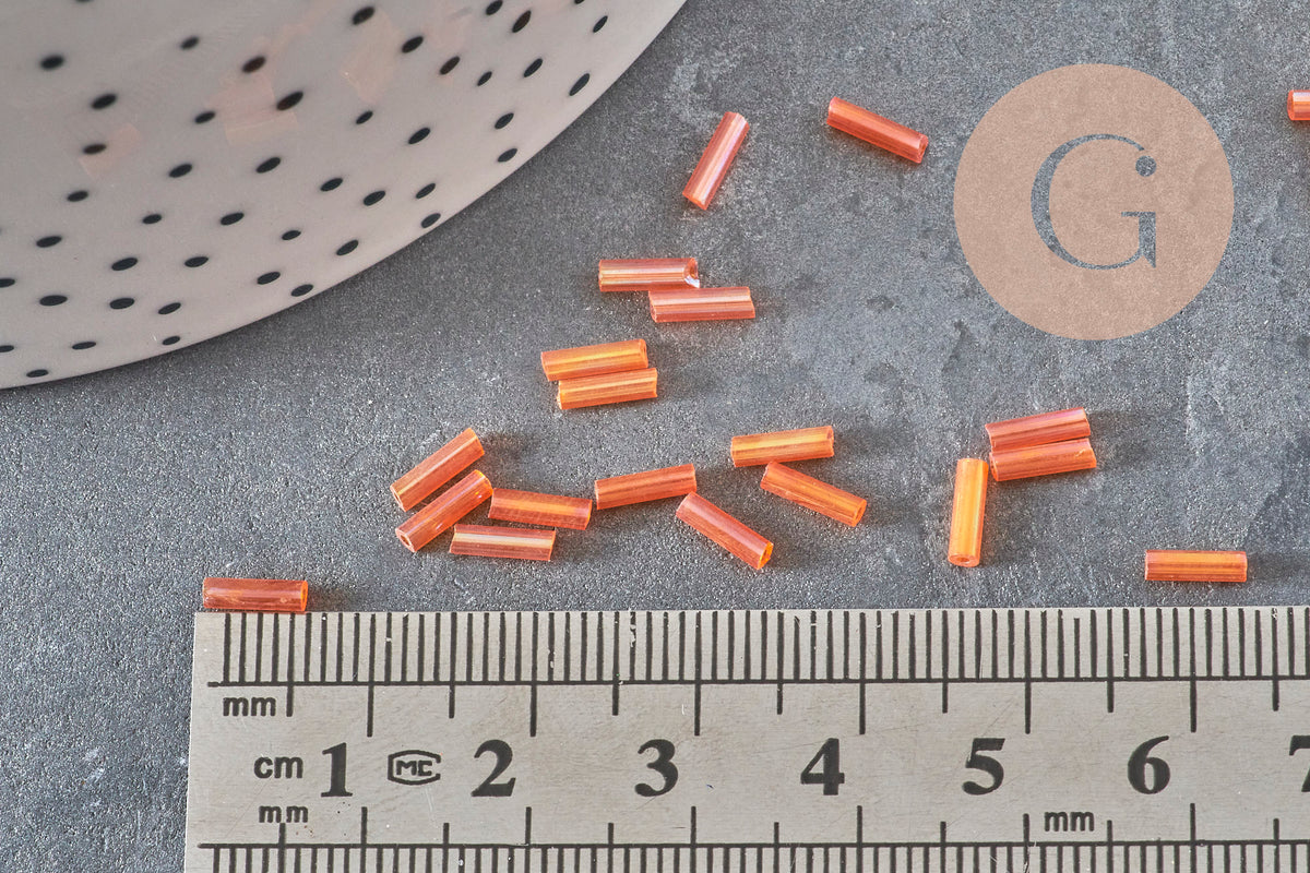 Perles rocaille Tube orange 6mm, x10gr (G2692)