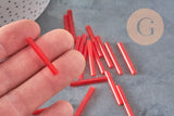 Perles rocaille Tube, perles rocaille rouge,verre rouge, long tube,perle tube rouge, 28mm, x 10gr G4390