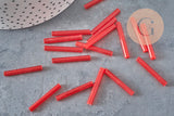Perles rocaille Tube, perles rocaille rouge,verre rouge, long tube,perle tube rouge, 28mm, x 10gr G4390