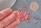 Perles rocaille Tube rouge irisé, ,perle tube,perles rocaille rouge, perles rouge irisé,6mm x 2mm, x 5gr G0666