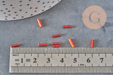 Perles rocaille Tube, rouge metallisé, perles rocaille rouge, perles métallisées rouge,perles verre 6mmx2mm, x 5gr G5381
