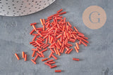 Perles rocaille Tube, rouge metallisé, perles rocaille rouge, perles métallisées rouge,perles verre 6mmx2mm, x 5gr G5381