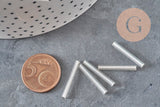 Perles rocaille Tube verre argent métallisé 20mm x 2.5mm, long tube,perle argentées, x 10gr G1163-Perles-Gingerlily Perles