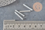 Perles rocaille Tube verre argent métallisé 20mm x 2.5mm, long tube,perle argentées, x 10gr G1163-Perles-Gingerlily Perles