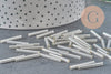 Perles rocaille Tube verre argent métallisé 20mm x 2.5mm, long tube,perle argentées, x 10gr G1163-Perles-Gingerlily Perles