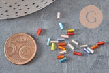 Perles rocailles tube verre multicolore métallisé 4mm, x10gr (G7889)