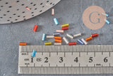 Perles rocailles tube verre multicolore métallisé 4mm, x10gr (G7889)