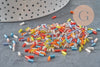 Perles rocailles tube verre multicolore métallisé 4mm, x10gr (G7889)