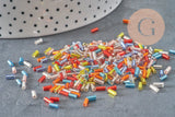 Perles rocailles tube verre multicolore métallisé 4mm, x10gr (G7889)