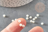Perles ronde acrylique imitation perle eau douce beige 4mm, création bijoux DIY, x30 (0.9gr) (G9368)