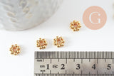 Perles rondelles fleurs laiton doré 18K 7.5mm, perles dorées intercalaire pour création bijoux x20 G9542