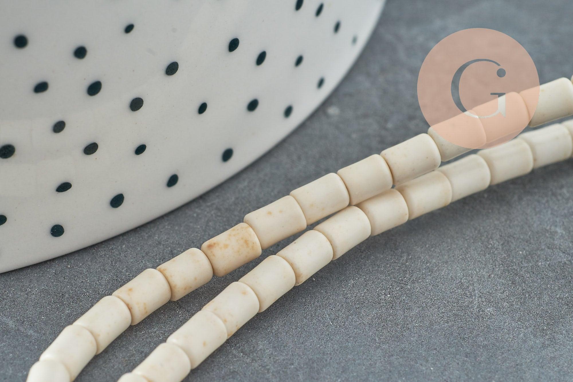 Perles rondelles howlite blanche synthétique ,pierre heshi en howlite synthétique, fil de 40cm, 5x3mm, x1 (G5569)