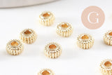 Perles rondelles intercalaires texturées zamac doré 4.5mm, x20 (G10094)