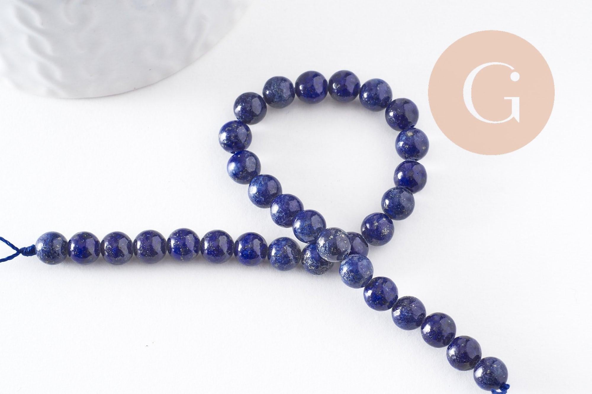Perles rondes lapis lazuli naturel 6mm, x1 fil de 20cm (G4069)